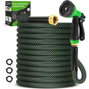 Garden Hose 50ft, Non-Expanding Water Hose, Lightweight, Kink Free, Sturdy, Leak-Proof, Portable, Flexible Hose with 10 Function Nozzle for Outdoor, Yard, Lawn, Car Wash and Camper Use