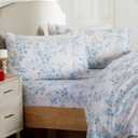 Market & Place 100% Cotton Full Flannel Sheet Set | 4 Piece Deep Pocket Cozy Winter Floral Bed Sheets | Double Brushed for Extra Softness & Comfort | Alpine Collection (Full, Vintage Floral)