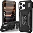 Case Compatible with i Phone 17 Pro Max Phone Case with Camera Cover & HD Screen Protector & with Stand, Dual-Layer Shockproof Military-Grade Drop Protection, for iPhone 17 Pro Max (Black)