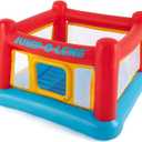 Intex Inflatable Jump-O-Lene Trampoline Bounce House with Crawl-Thru Door & Net - Indoor & Outdoor Backyard Blow-Up Bouncy Playhouse for Kids Ages 3-6