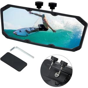 LCGP Boat Mirror 11.5"*4.2" Wide Angle Convex Rearview Mirror, Upgraded Metal Bracket Can be Rotated 360 Degrees, Universal Marine Mirror for Yachts, Ski Boats, Pontoons, Surf Boats