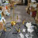Gold Brass 6 Arm Chandelier with Crystal Pendant Cups 