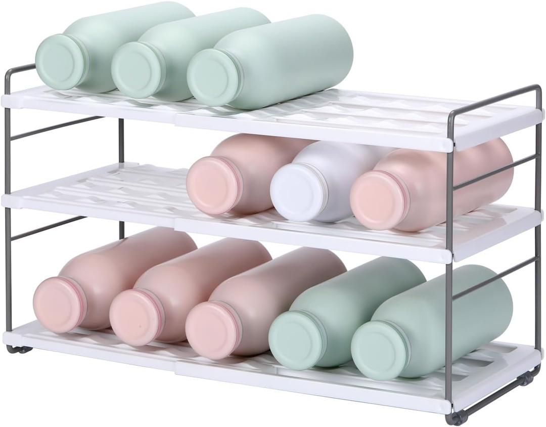 3-Shelf Water Bottle Organizer for Cabinet, Adjustable Tumbler Storage for Kitchen Organization,Drink and Water Bottle Storage for Pantry,Expandable Kitchen OrganizationWater Bottle Holder