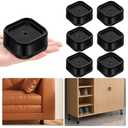 Shouwuhho 6 Pack Furniture Risers Adjustable Bed Risers Heavy Duty Lifts Height 1", Square Stackable Bed Risers 1, 2 or 3 Inch for Desk Leg Table Couch Sofa Chair Bed Frame Legs Dorm, Black