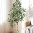 6 FT Faux Olive Tree, Look Real Fake Olive Trees Artificial Indoor with Weighted Pot, Fake Tree with Lusher & Fuller Leaves and Natural Thicker Trunks for Home Office Living Room Indoor Outdoor