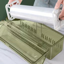 Upgraded Thick Cling Film Dispenser with Suction Base - Large Roll Kitchen Wrap Cutter for Home & Restaurant Use, Food-Safe PET Material