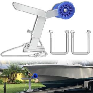 Boat Trailer Winch Post with Roller, Fits 3"" W x 4"" H Trailer Drawbar, Boat Trailer Winch Stand, Adjustment Height Boat Winch Mount, silver