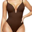 Popilush Shapewear Bodysuits for Women - Tummy Control Body Suits for Womens Deep V Corset Tops Thong Concert Outfits (Large, Brown)