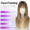 AISI HAIR Beginner Friendly Wigs Ombre Blonde Wig with Bangs for Women, Middle Length NaturalLayered Straight Wig for Daily Party