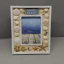 CoTa Global Oceanic Sea Turtle Photo Box Frame 5X7 Frame - White Wood Seashell Photo Frame for Summer Vacation Memory, Handmade Tropical Sand Nautical Picture Frame For Tabletop or Wall Hang - 11 Inch