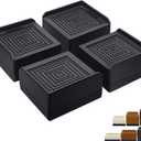 ANNKUT Bed Risers 1.5 inch Heavy Duty, Furniture Risers for Bed Sofa Table and Couch LiftingSquare Adjustable Risers Blocks, Support Up to 1,300 Lbs (4 Pack-Black)