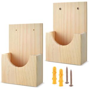 2-in-1 Wooden Wall Mount Pamphlet Holder - Hanging Display Stand for 4x6 Flyers & Trifold Brochures - Ideal for Office