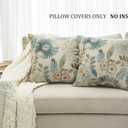 Mika Home Pack of 2 Throw Pillow Covers Decorative Pillow Cases for Sofa Couch Bed,Sunflower Pattern,22x22 Inches,Blue Cream