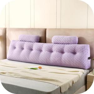 Wedge Headboard Pillows + 2 Head Roll Pillow Bed Wedge Pillow for Headboard Large Bolster for Bed Rest Reading Pillows Backrest Pillows for Sitting in Bed Backrest Positioning Support (Lilac)