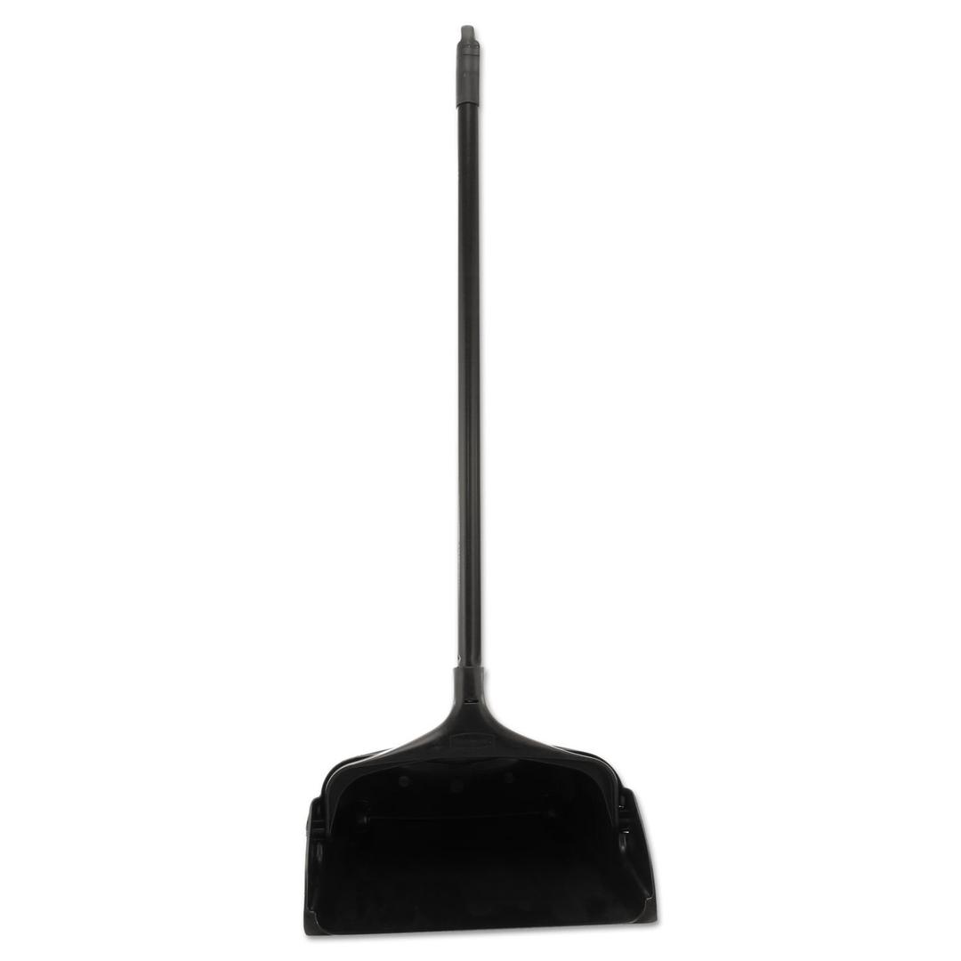 Rubbermaid Commercial Products Dustpan with Long Handle Plastic Black Compatible with Any Broom for Lobby/Restaurant/Office/Home/Dog Pooper Scooper 12.50" Wide