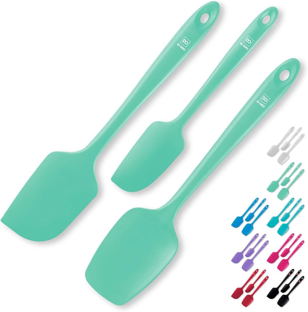 DI ORO Silicone Spatula Set - Rubber Kitchen Spatulas for Baking, Cooking, & Mixing - 600F Heat-Resistant & BPA Free Silicone Scraper Spatulas for Nonstick Cookware - Dishwasher Safe (3pc, Mint)