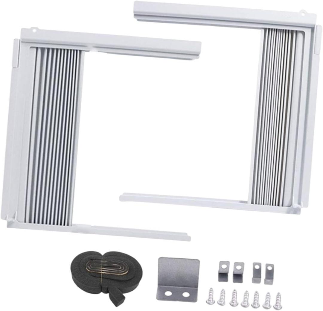Window Air Conditioner Side Panel and Frame, Double Layer Insulated AC Accordion Filler Set, for Most Window AC Units
