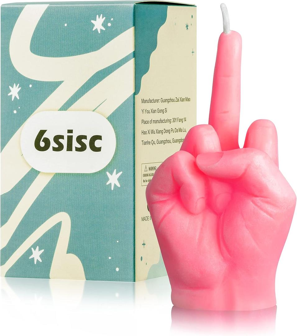 Middle Finger Scented Candle Hot Pink Danish Pastel Room Aesthetic Decor Pine Fragrance Candles Natural Vegan Soy Wax Hand Gesture Aromatherapy Candle for Home Bedroom Decoration Birthday Gifts (Mini)