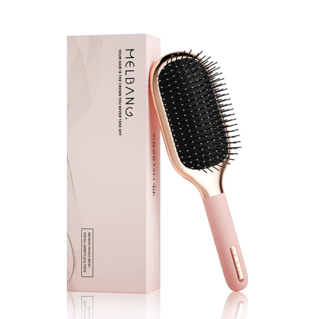Melbang Hair Brush for Thick Curly Thin Long Short Wet or Dry Hair Adds Shine and Makes Hair Smooth Hair Comb Paddle Hair Brush for Men Women Kid (Pink)