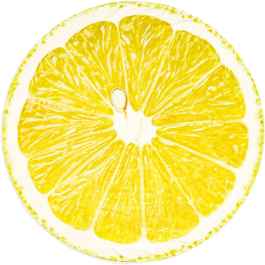Excervent Realistic Fruit Lemon Blanket, 290 GSM Funny Realistic Food Blanket, Novelty Super Soft Yellow Flannel Throw Blankets, 60 inch