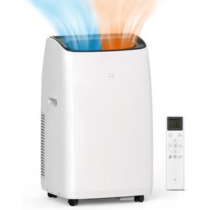GarveeHome 14000BTU Dual Hose Inverter Portable Air Conditioner, Cooler, Heater, Dehumidifier & Fan w Remote Control, Floor AC Unit Sleep Mode 42db, 24H Timer, Cool Room up to 750 Sq Ft w Window Kit