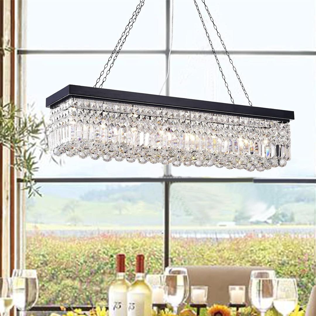 Hong Kong Best New Zhu Yuan Lighting Co. Cassiopeia 8-Light Crystal Chandelier Black 49 to 60 Inches Painted