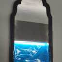 2025 Halloween Ghost Mirror 20 * 9.5IN Black Wavy Vanity Mirror Large Haunted Mirror for Wall Decor Spooky Wooden Ghost Hologram Decoration Lighted Halloween Decorations Indoor
