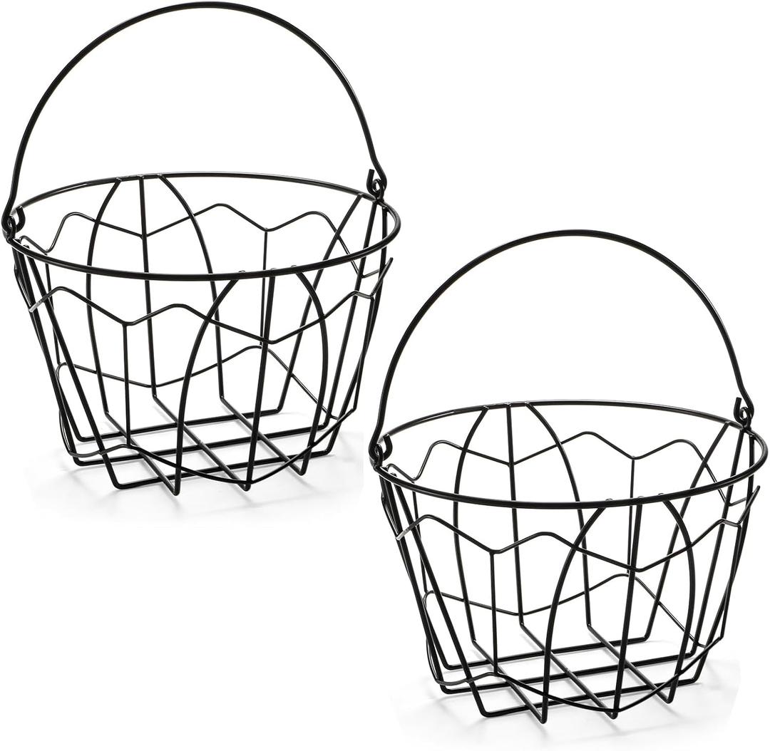 Bekith 2 Pack Golf Ball Basket, Golfball Container with Handle, Golf Ball Metal Bucket, Holds 60 Balls (Golf Balls are Excluded)