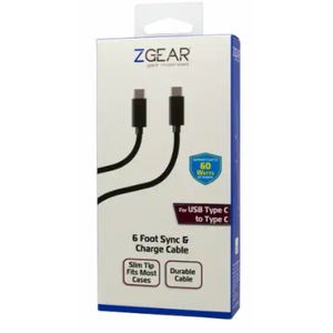 ZGear 6 Foot Sync & Charge Cable For USB C to USB C