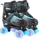 Toddler Roller Skates for Girls Kids Boys, 4 Size Adjustable with Light Up Wheels (M - Littler Kids (10C-13C US), C-Black)