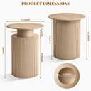 24" Fluted End Table Reversible, Hidden Storage, Natural Oak