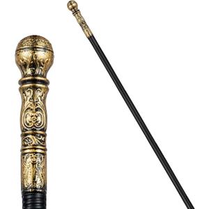 Pimp Cane,Plastic Pimp Canes for Men Gold Walking Cane Prop Costume Accessories,Halloween Staff Ringmaster Joker Cosplay Party