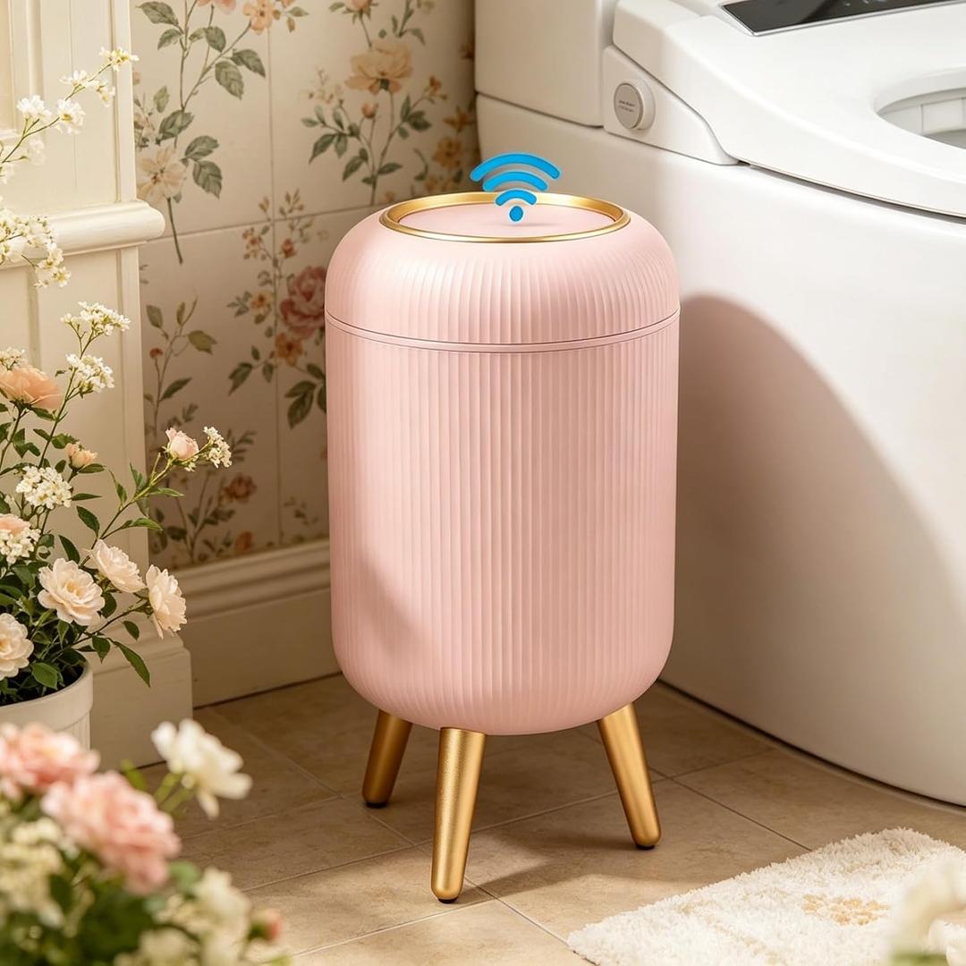 URALFA Automatic Bathroom Trash Can, Motion Sensor Trash Can Touchless