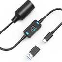FARSENSE USB C to 12V Cigarette Lighter Adapter-USB C to 12V Adapter,Type C Male to 12V Cigarette Lighter Socket Female Cable(1FT) Supports Voltage Display for Dash Cam,GPS,Driving Recorder,Etc 1 Pack