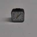 Peakeep Small Battery Operated Analog Travel Alarm Clock Silent No Ticking, Lighted on Demand and Snooze, Beep Sounds, Gentle Wake, Ascending Alarm, Easy Set (Black)