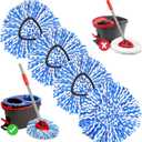 4 Pack Mop Replace Heads for 2 Tank System, Spin Mop Replacement Head, Fluffy Microfiber Mop Refill Replace Head, Machine Washable, All Hard-surfaced Floors Cleaning White