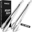 Grill Tongs, 600 Degrees Heat Resistant 17 Inch Extra Long BBQ Tongs, All Metal Kitchen tongs, Heavy Duty Stainless Steel Locking Tongs for Cooking, Grilling, Barbecue/BBQ, Buffet, 2 Pack