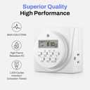 BN-LINK Indoor Digital Timer Outlet, Dual Outlet 7 Day Programmable Light Switch, 3 Prong Plug in Timers for Electrical Outlets, Lamps, Fans, 8 On/Off Programs, 2 Pack, 15A/1875W, ETL Listed