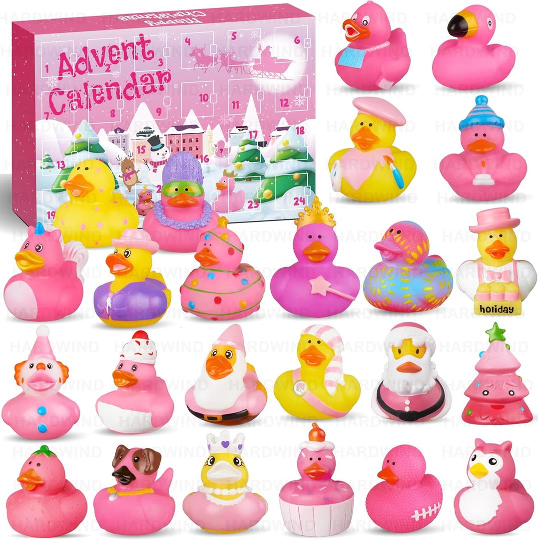 Rubber Duck Advent Calendar 2024, 24 Days of Countdown Christmas Gifts for Girls, Toddlers 1, 2, 3, 4 Year Old, 4-12 Kids, Adults, Duckie Bath Toys for Baby Shower Party Favors, Advent Calendars 2024