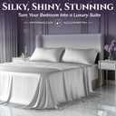 SLEEP SANCTUARY Satin Sheets King Size 4 Piece Luxury Silky Bed Set, Softer Than Silk, 15" Deep Pocket, Cooling & Wrinkle-Free, Moisture-Wicking & Breathable for Hair & Skin (White)