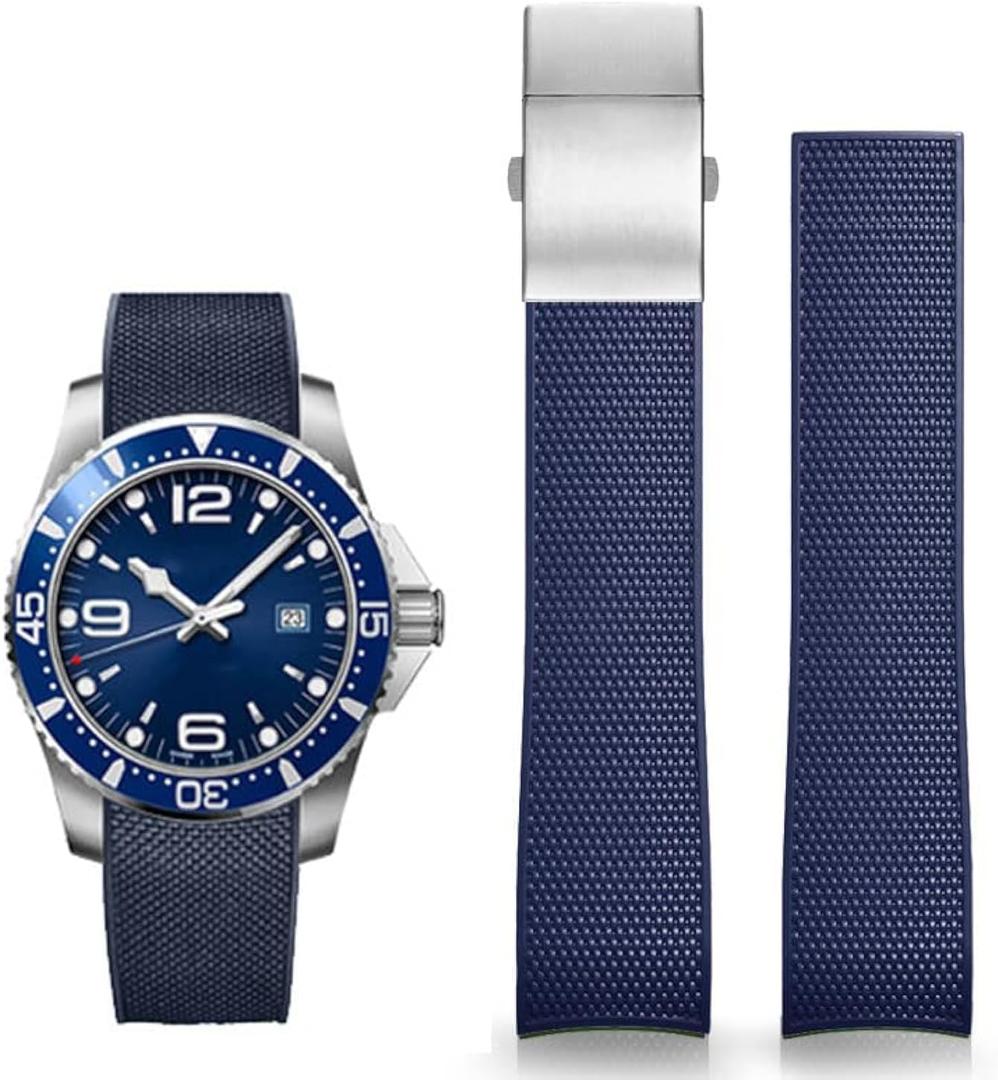 21mm Rubber Watch Band for Longines Master Conquest HydroConquest Strap Replacement L3 Accessories for Men and Women41mm/43mm Dials