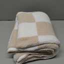 Snuggle Sac Checkered Throw Blanket Faux Fur Microfiber Blankets for Couch,Cozy Soft Warm Blanket for Sofa Bedroom Living Room,Beige Checker,30x40 inches