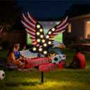 USA 4th of July Decor, Memorial Day Independence Day Watercolor Decor, Red White Blue Patriotic Yard Ornament, 1M Solar LED Metal Eagle Garden Stake, Outdoor 2026 World Cup Soccer Party Yard Decor