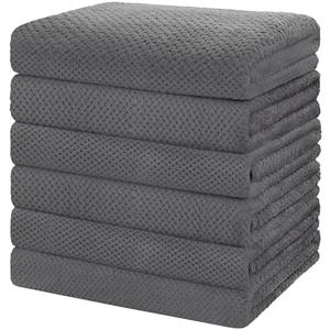 HOMEXCEL Pack of 6 Bath Towel Set, (24 x 48 Inches) Microfiber Ultra Soft Highly Absorbent Bath Towels, Lightweight and Quick Drying Towels for Hotel, Bathroom, Spa and Beauty Parlor, Grey
