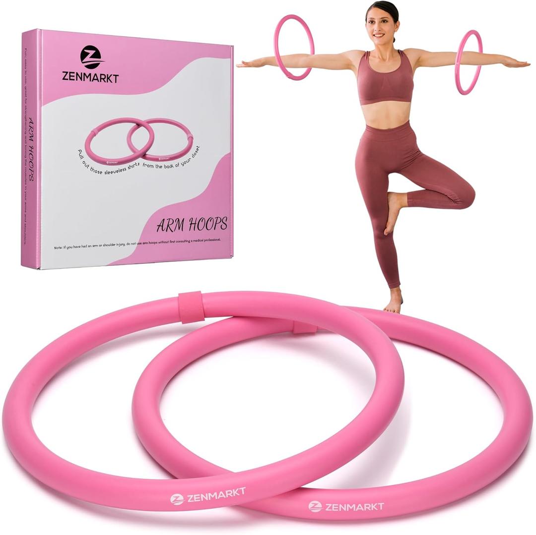 Weighted Fitness Hoop for Arms - Mini Upper Body Exercise Tool to Strengthen Arms and Shoulders - Lightweight Design for Fun Home Workouts (Pink)