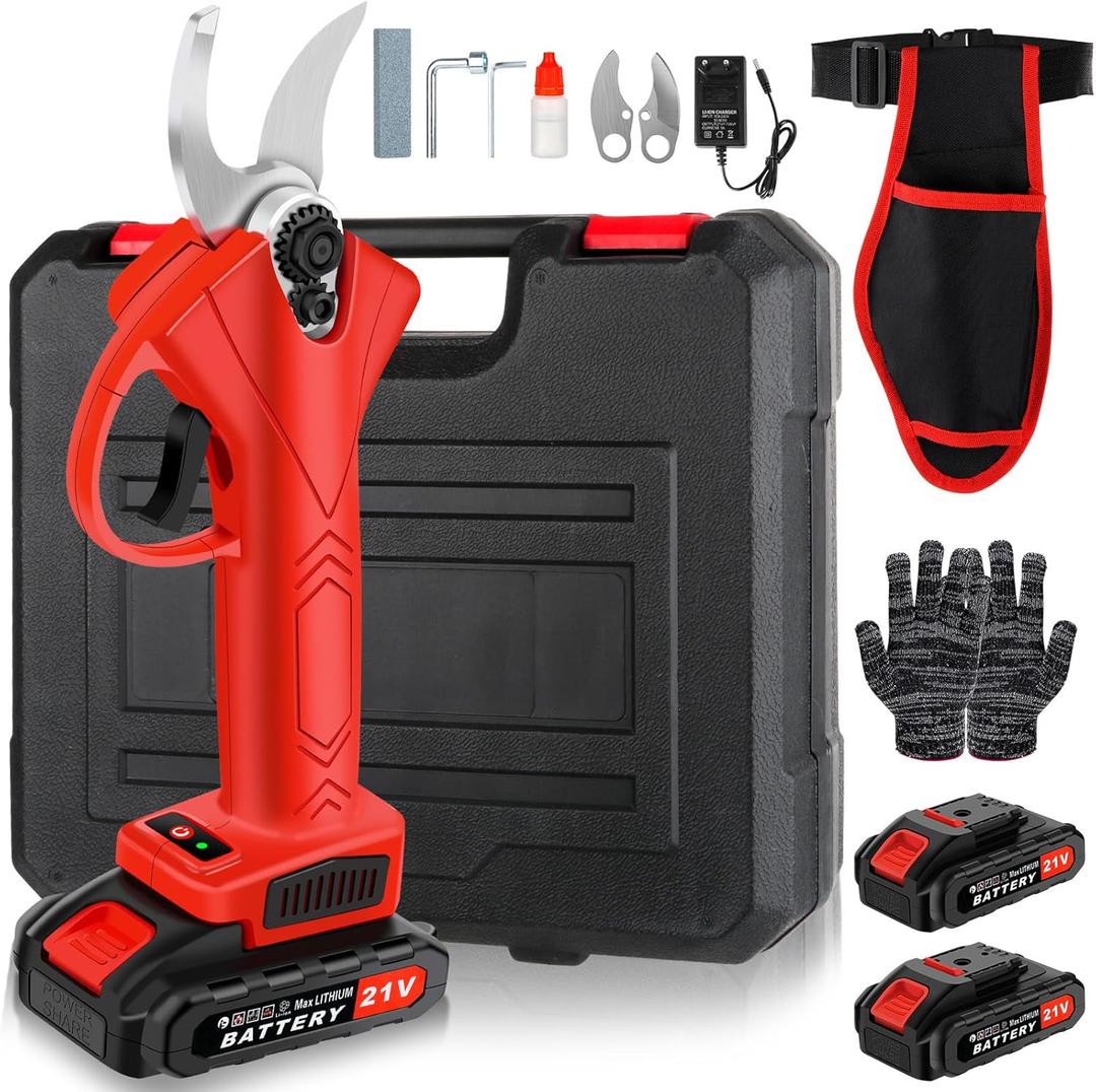 Electric Pruning Shears Cordless (EU charger), Battery Pruning Shears for Gardening, 30mm (1.2 Inch) Cutting Diameter, SK5 Blade Tree Trimmer, 2 21V Rechargeable 2ah Lithium Batteries Electric Pruning Shears Cordless (EU charger), Battery Pruning Shears for Gardening, 30mm (1.2 Inch) Cutting Diameter, SK5 Blade Tree Trimmer, 2 21V Rechargeable 2ah Lithium Batteries