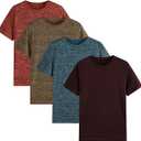 4 Pack Youth Boys Kids T Shirts Quick Dry Short Sleeve Moisture Wicking Tee Shirts Athletic Tops (Age 5-18Y)