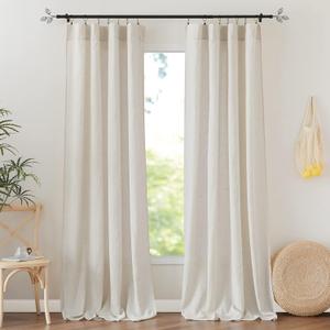 RYB HOME Sheer Linen Curtains 90 inches Long - Semi Transparent Light Filtering Farmhouse Window Treatment Drapes for Living Room, Bedroom, Hallway, Nursery, W 52" x L 84", 2 Panels