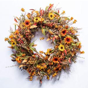 JINGHONG Fall Wreaths for Front Door 24 Inch Artificial Fall Wreath Large Autumn Wreath for Outside Wall Porch Harvest Thanksgiving Day Celebration