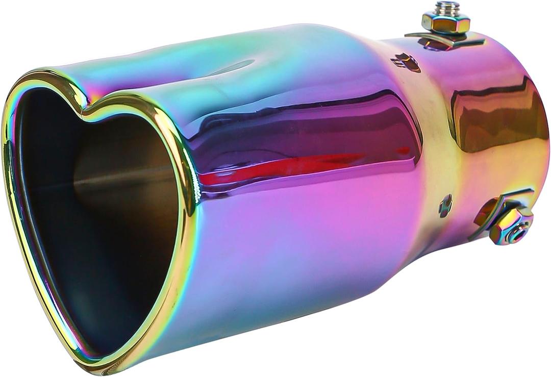 2.4 inch Inlet Heart Shaped Universal Car Exhaust Muffler Tip Pipe, Stainless Steel Pipe Car Accessories, Chrome Exhaust Tail Muffler Tip Pipe (1PC)